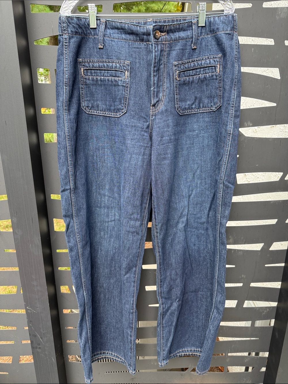 Old Navy Women's Dark Blue High-Rise wide Leg Jeans Size 12